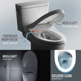 TOTO SW4734AT40#01 S7A WASHLET+ Bidet Toilet Seat, EWATER+ Bowl and Wand Cleaning, Auto Open and Close