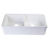 ALFI AB5123-W White 32" Short Wall Double Bowl Lip Apron Fireclay Farmhouse Sink