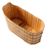 ALFI Brand AB1103 59" Free Standing Cedar Wood Bathtub with Bench