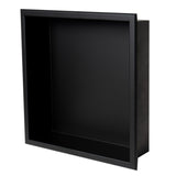 ALFI Brand 16" x 16" Black Matte Stainless Steel Square Single Shelf Bath Shower Niche