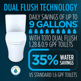 TOTO MW4464726CEMFGNA#01 WASHLET+ Aquia IV Two-Piece Dual Flush Toilet with Auto Flush S7 Bidet Seat