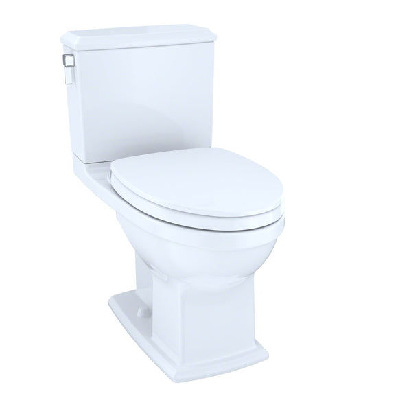 TOTO Connelly WASHLET+ Two-Piece Elongated Dual Flush 1.28 and 0.9 GPF Universal Height Toilet with CEFIONTECT, Cotton White - MS494124CEMFG#01