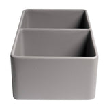 ALFI Brand ABF3318D-GM Gray Matte Smooth Apron 33" x 18" Double Bowl Fireclay Farm Sink