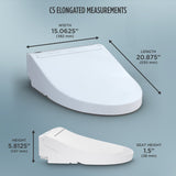 TOTO SW3084#01 Washlet C5 Bidet Toilet Seat with Premist and eWater+ Wand Cleaning, Elongated, Cotton White