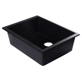 ALFI AB2420UM-BLA Black 24" Undermount Single Bowl Granite Composite Sink