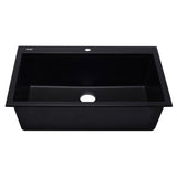 ALFI AB3322DI-BLA Black 33" Single Bowl Drop in Granite Composite Kitchen Sink