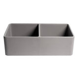 ALFI Brand ABF3318D-GM Gray Matte Smooth Apron 33" x 18" Double Bowl Fireclay Farm Sink