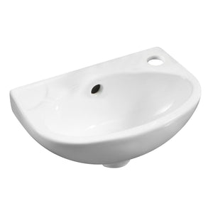 ALFI Brand ABC118 White 14" Small Wall Mounted Ceramic Sink with Faucet Hole