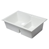 ALFI AB3320DI-W White 33" Double Bowl Drop in Granite Composite Kitchen Sink