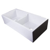 ALFI AB3918DB-W 39" White Smooth Apron Thick Wall Fireclay Double Bowl Farm Sink