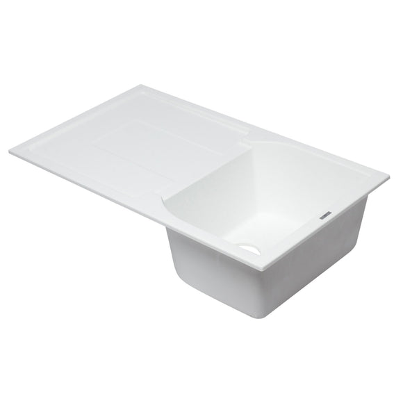 ALFI AB1620DI-W White 34" Single Bowl Granite Composite Sink with Drainboard