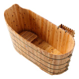 ALFI Brand AB1103 59" Free Standing Cedar Wood Bathtub with Bench