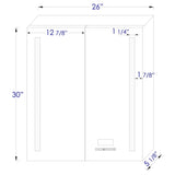 ALFI Brand ABMC2630BT 26" x 30" Double Door LED Light Bluetooth Medicine Cabinet