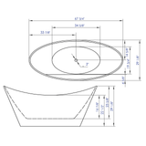 ALFI Brand AB8803 68 inch White Oval Acrylic Free Standing Soaking Bathtub