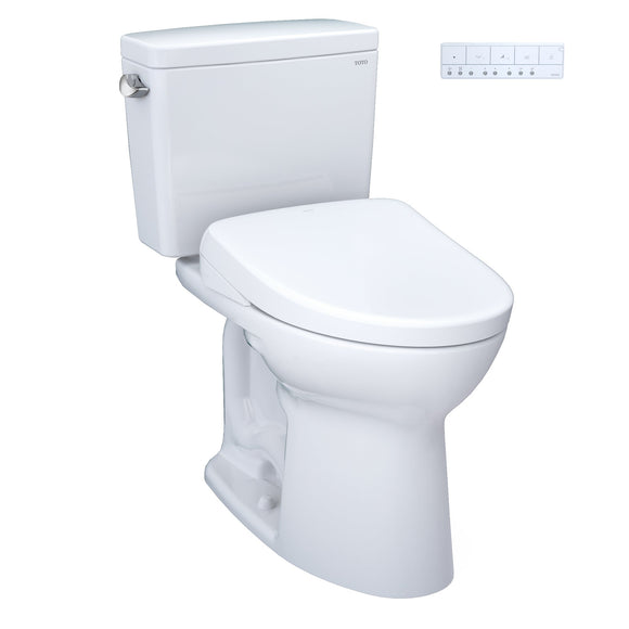 TOTO Drake WASHLET+ Two-Piece Elongated 1.6 GPF Universal Height TORNADO FLUSH Toilet with S7A Contemporary Bidet Seat, 10 Inch Rough-In, Cotton White - MW7764736CSFG.10#01