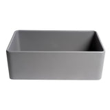 ALFI Brand ABF3018-GM Gray Matte Smooth Apron 30" x 18" Single Bowl Fireclay Farm Sink