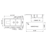 ALFI AB4620DI-W White 46" Double Bowl Granite Composite Sink with Drainboard