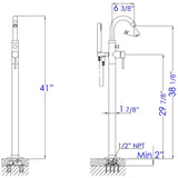 ALFI Brand AB2534-BM Black Matte Single Lever Floor Mounted Tub Filler Mixer with Hand Held Shower Head