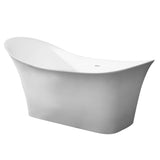 ALFI Brand AB9915 74" White Solid Surface Smooth Resin Soaking Slipper Bathtub