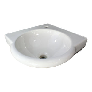 ALFI Brand AB104 White 15" Round Corner Wall Mounted Porcelain Bathroom Sink