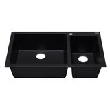 ALFI AB3319DI-BLA Black 34" Double Bowl Drop in Granite Composite Kitchen Sink