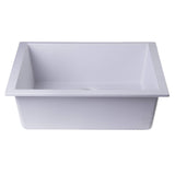 ALFI AB2420UM-W White 24" Undermount Single Bowl Granite Composite Kitchen Sink