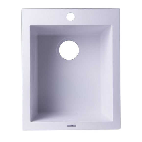 ALFI AB1720DI-W White 17" Drop-In Rectangular Granite Composite Prep Sink