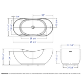 ALFI Brand AB9949 66" White Solid Surface Smooth Resin Soaking Bathtub