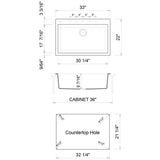 ALFI Brand AB3322DI-T Titanium 33" Drop-in Granite Composite Kitchen Sink