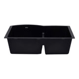 ALFI AB3320UM-BLA Black 33" Double Bowl Undermount Granite Composite Sink