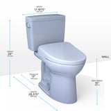 TOTO MW7764736CEG#01 Drake WASHLET+ Two-Piece Elongated Toilet with S7A Bidet Seat, Cotton White