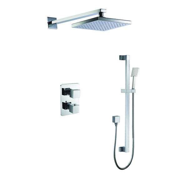 ALFI Brand AB2830-PC Polished Chrome 2 Way Thermostatic Square Shower Set