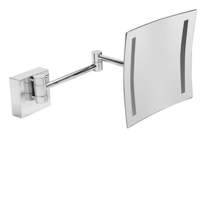 ALFI Brand ABM8WLED-PC Polished Chrome Wall Mount Square 8" 5x Magnifying Cosmetic Mirror with Light