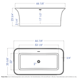 ALFI AB9942 67" White Rectangular Solid Surface Smooth Resin Soaking Bathtub