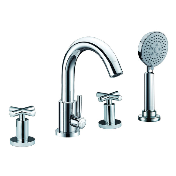 ALFI Brand AB2503-PC Polished Chrome Deck Mounted Tub Filler with Hand Held Showerhead