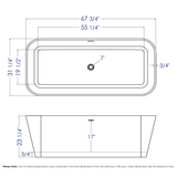 ALFI AB9952 67" White Rectangular Solid Surface Smooth Resin Soaking Bathtub