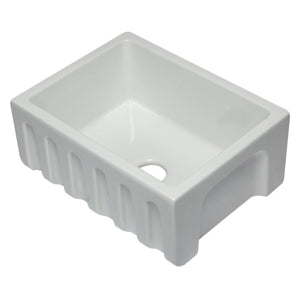 ALFI AB2418HS-W 24 inch White Smooth / Fluted Single Bowl Fireclay Farm Sink