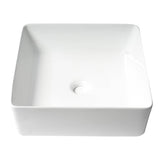 ALFI Brand ABC903-W White 16" Modern Square Above-Mount Ceramic Sink