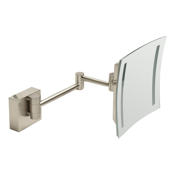 ALFI Brand ABM8WLED-BN Brushed Nickel Wall Mount Square 8" 5x Magnifying Cosmetic Mirror with Light