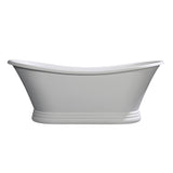 ALFI Brand AB9950 67" White Matte Pedestal Solid Surface Resin Bathtub