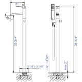 ALFI AB2843-BN Brushed Nickel Single Hole Floor Mounted Waterfall Tub Filler