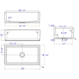 ALFI 33" White Smooth Apron Solid Thick Wall Fireclay Single Bowl Farm Sink
