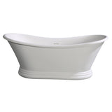 ALFI Brand AB9950 67" White Matte Pedestal Solid Surface Resin Bathtub