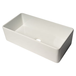 ALFI Brand ABF3618 36" White Thin Wall Single Bowl Smooth Apron Fireclay Kitchen Farm Sink