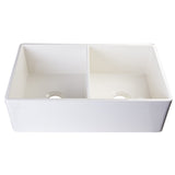 ALFI AB539-B Biscuit 32" Lip Apron Double Bowl Fireclay Farmhouse Sink