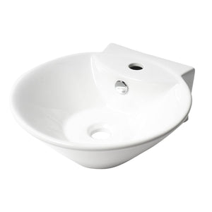 ALFI Brand ABC113 White Modern 17" Round Wall Mounted Ceramic Sink with Faucet Hole