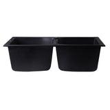 ALFI AB3220DI-BLA Black 32" Drop-In Double Bowl Granite Composite Kitchen Sink