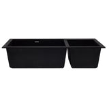 ALFI AB3319UM-BLA Black 34" Double Bowl Undermount Granite Composite Sink