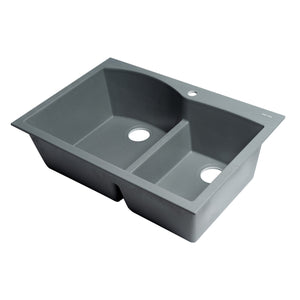 ALFI Brand AB3320DI-T Titanium 33" 2x Bowl Drop-in Granite Comp Kitchen Sink