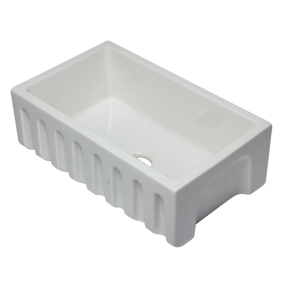 ALFI AB3018HS-W 30 inch White Smooth / Fluted Single Bowl Fireclay Farm Sink